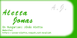 aletta jonas business card